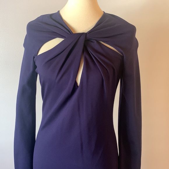 [Halston Heritage] Navy Blue Twisted Cut Out Dress - Size 8 - Picture 4 of 8